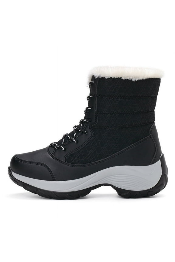 FAMTKT Womens Snow Boots Warm Thick-Soled Winter Boots Anti Slip Ankle Boots Mid Calf Snowboots High-Top Plus Velvet Warm Cotton Shoes Outdoor Walking Shoes for Women Ladies Girls