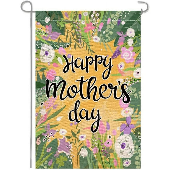 Shmbada Haapy Mother's Day Garden Flag - Outside Decoration Double Sided 12" x 18" Yard Flags for Outdoor Decor