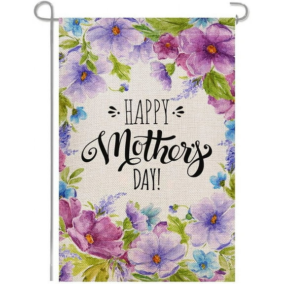 Shmbada Happy Mother's Day Garden Flag Double Sided 12"x18" Outside Decorations Yard Flags for Outdoor Decor,Gift for Mom
