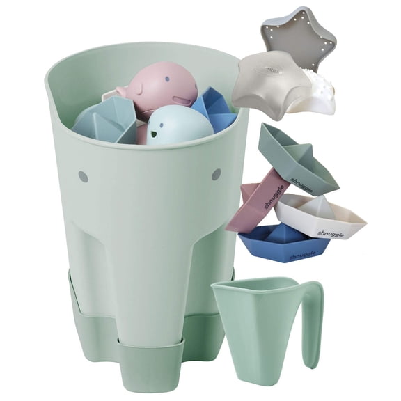 Shnuggle Bath Accessories Bundle - Ellie Scoop, Washy Jug, Boats Wishy Toy - 4-Piece Set