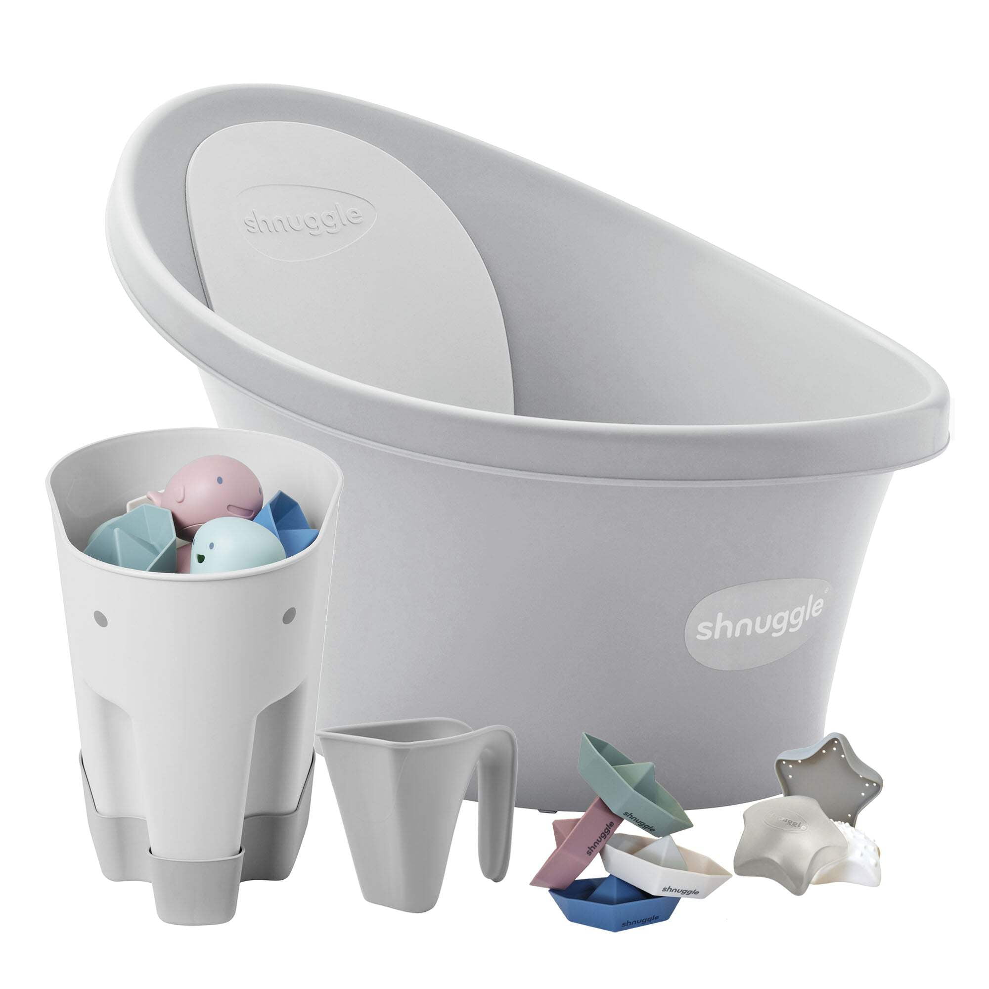 Shnuggle Newborn Bundle: Baby Bath  Accessories Bundle - 5-Piece Set | Cozy Support, Easy Cleanup  Sensory Fun