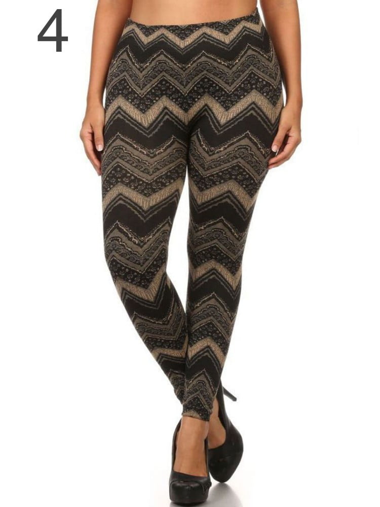 ShoSho Women's Plus Size Faux Fur Lined Print Leggings 