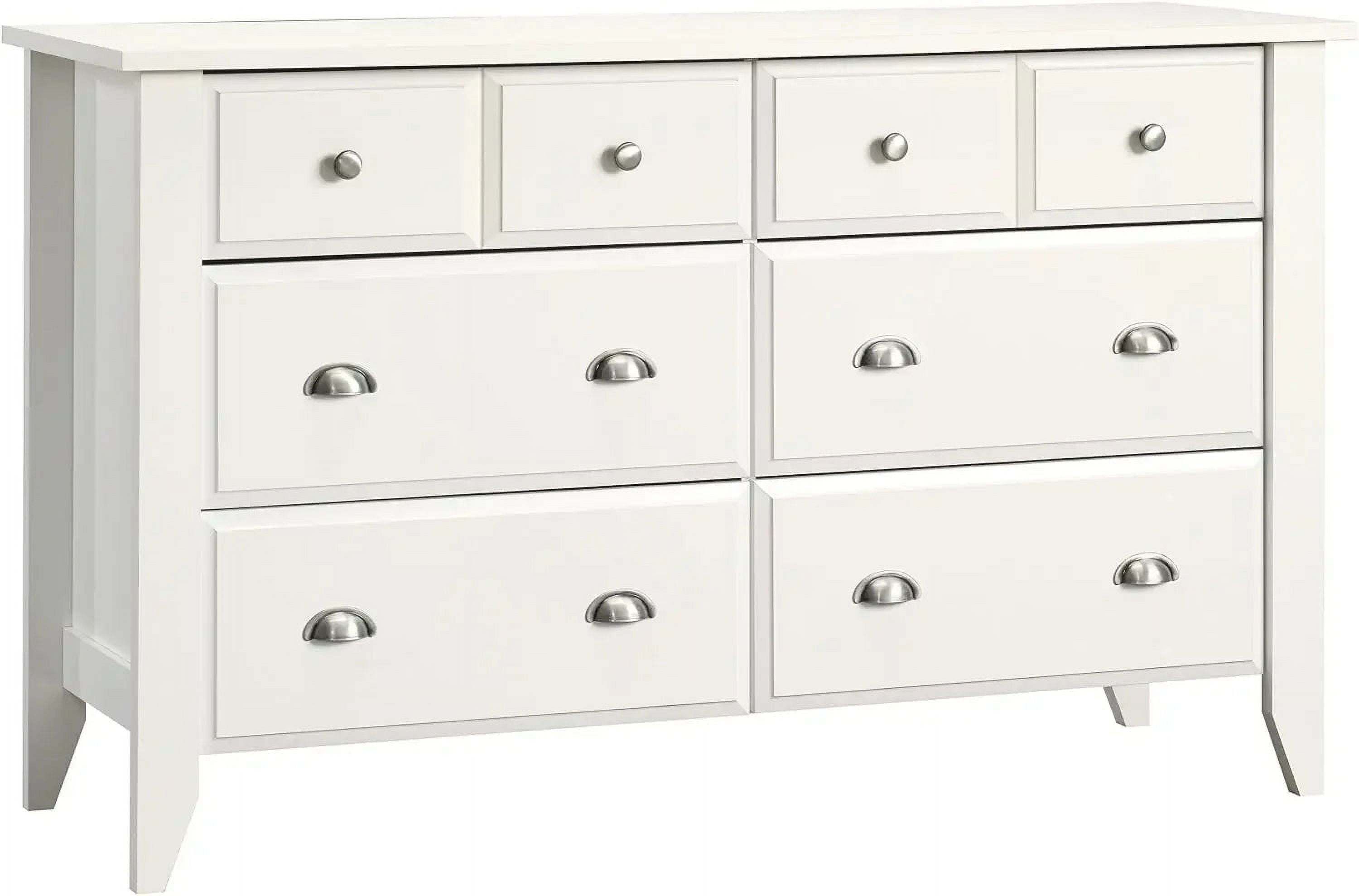 Shoal Creek Dresser Soft White - Sauder: 6-Drawer Storage, Metal Runners, MDF Construction