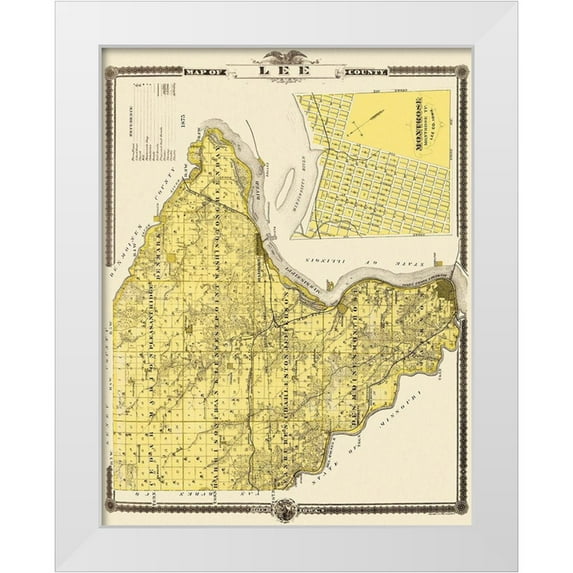 Shober 12x14 White Modern Wood Framed Museum Art Print Titled - Lee Iowa - Shober 1875