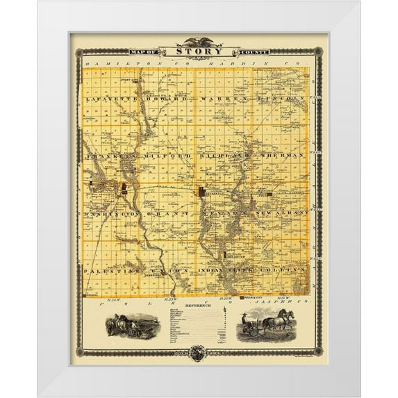 Shober 26x32 White Modern Wood Framed Museum Art Print Titled - Story Iowa Landowner - Shober 1875