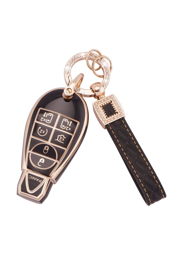 Shock-Absorbent 6-Button TPU Full Body Key Fob Protector with Keychain Compatible with Dodge RAM Charger Challenger Jeep Commander and Chrysler Models Remote Start Shell