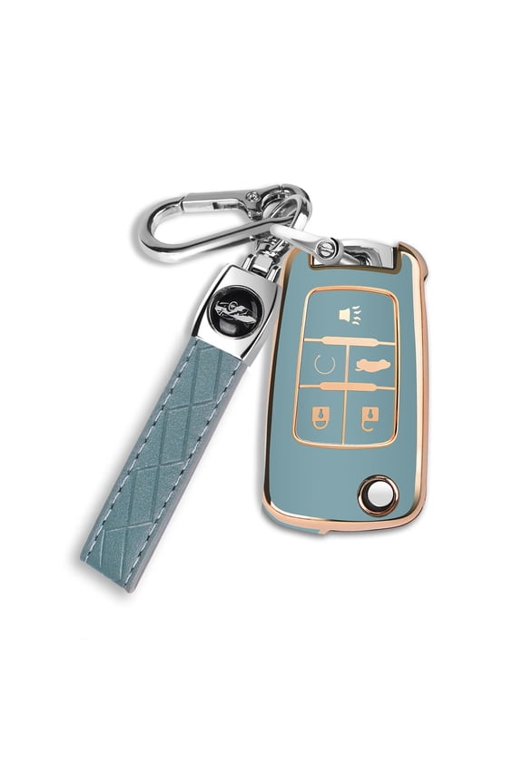 Shock Absorbent Flexible TPU Key Fob Protector with Detachable Keychain Compatible with Chevrolet Buick GMC Vehicles Including Camaro Cruze Equinox Malibu Impala Spark Sonic Models