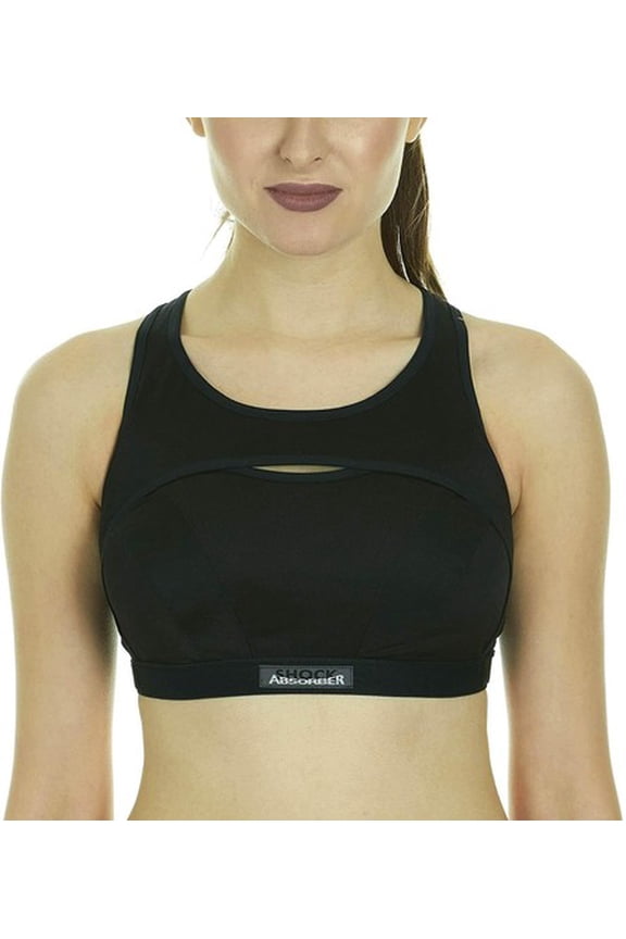 BLACK Activewear Firm Support, Anti-Bounce Racerback Sports Bra, US 38B