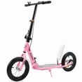 thumbnail image 1 of Shock-Absorbing Foldable Commuter Kick Scooter With 12" Large Smooth Rolling Rubber Air Tires Pink/Green/White/Black, 1 of 10