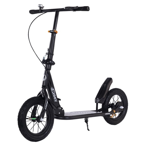 Shock-Absorbing Foldable Commuter Scooter for Adults 12" Air-Filled Tires, Smooth Ride (Black)