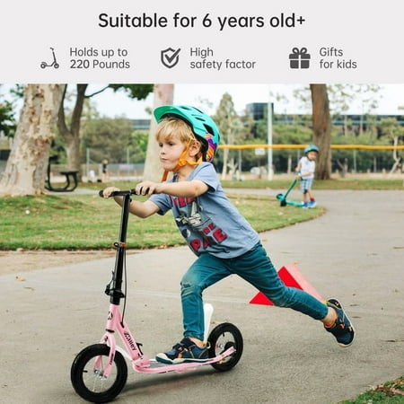Shock-Absorbing Foldable Commuter Scooter for Adults 12" Air-Filled Tires, Smooth Ride (Pink)