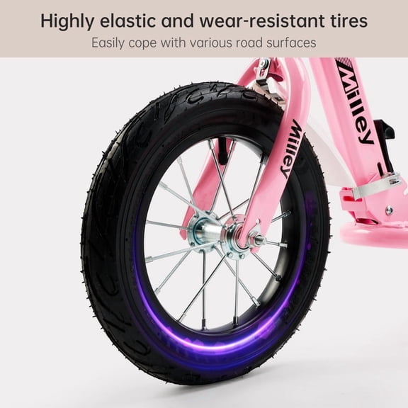 Shock Absorbing Foldable Commuter Scooter for Adults with 12 Inch Air Filled Tires and Smooth Ride Pink