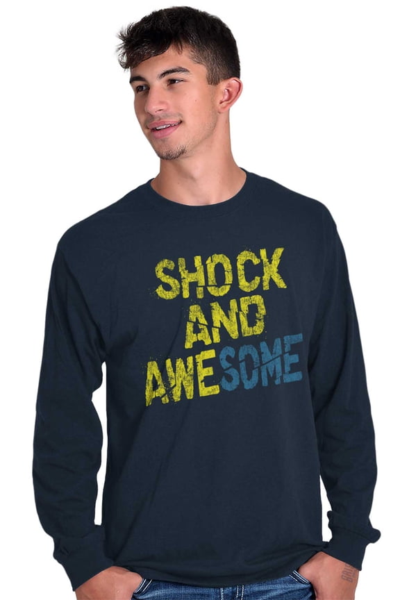 Shock And Awesome Military Army Gym Men's Long Sleeve Tee T Shirt Brisco Brands X