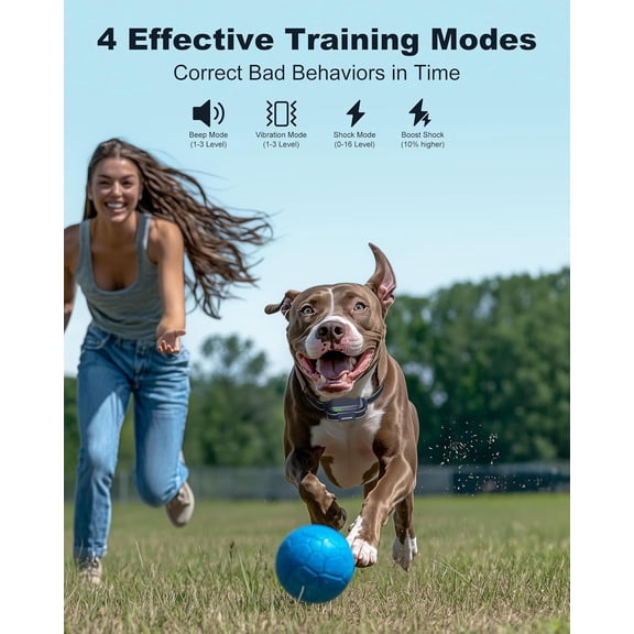 Shock Collar for Dogs - 4200FT Training Collar with Remote Control, Beep/Shock/Vibration, Rechargeable Waterproof E-Collar for Small Medium Large Dogs (Dark Blue)