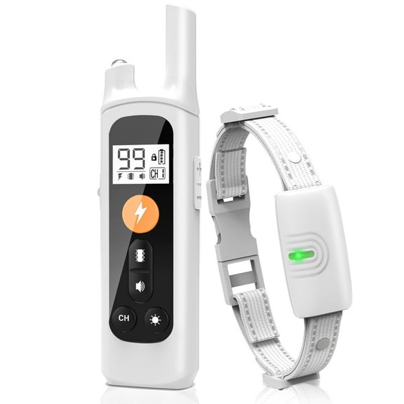 Dog Shock Collar - 3300Ft Dog Training Collar with Remote Control for 10-120lbs Small Medium Large Dogs, Rechargeable E-Collar with Beep Vibration(0-99) Shock(0-99) LED Anti-lost Light, White