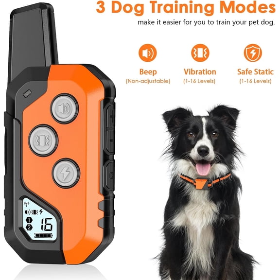 Shock Collar for Dogs, IP67 Waterproof Dog Training Collar with Remote, 3 Training Modes with Beep, Vibration, and Safe Static, Rechargeable for Large Medium