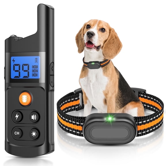 Shock Collar for Dogs - Pet Training Collar with Remote  2600 ft Waterproof for Small Medium Large Dogs (15 - 100 lbs)- 3 Safe Training Modes, Rechargeable  Dog Bark Collars-Orange