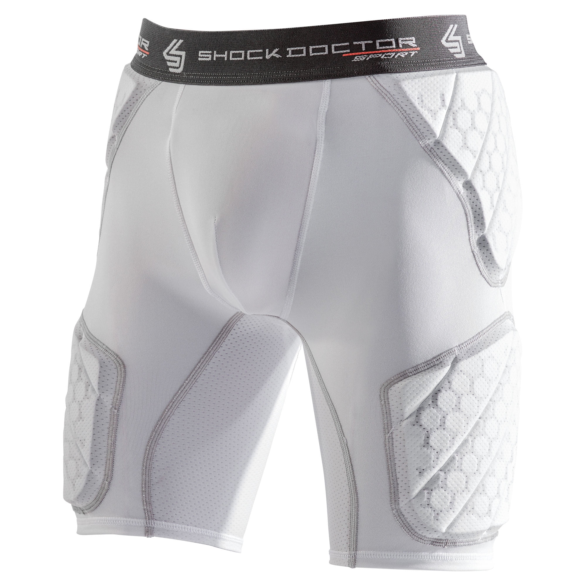 Shock Doctor 5 Pad Impact Short for Football and Lacrosse Youth Large White