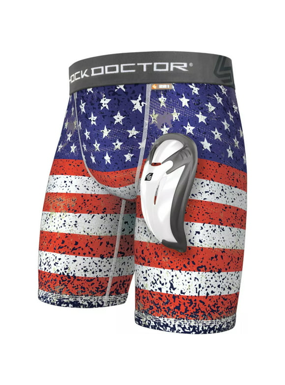 Men's Shock Doctor 221 Core Compression Short with BioFlex Cup (Colored Flag L)