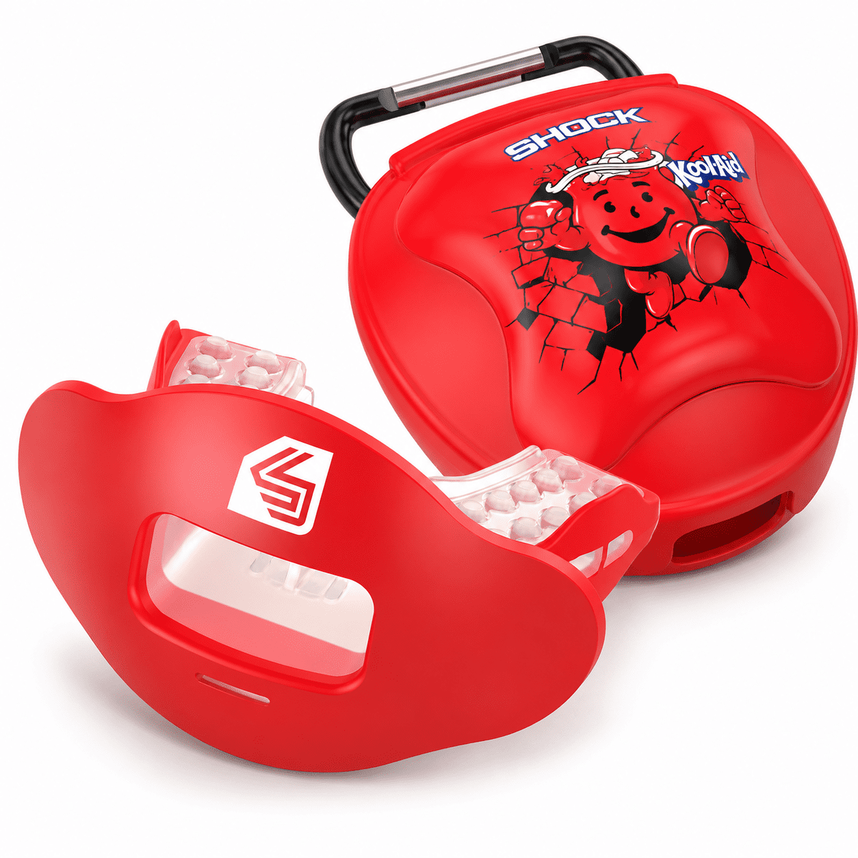 Shock Doctor Adult Max AirFlow Flavor Lip Guard with Ventilated Mouthguard Case Bundle, Kool-Aid Cherry