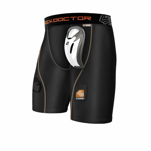Shock Doctor BOY'S Core Hockey COMPRESSION SHORTS - BioFlex Cup, Sock Tabs (YXS)