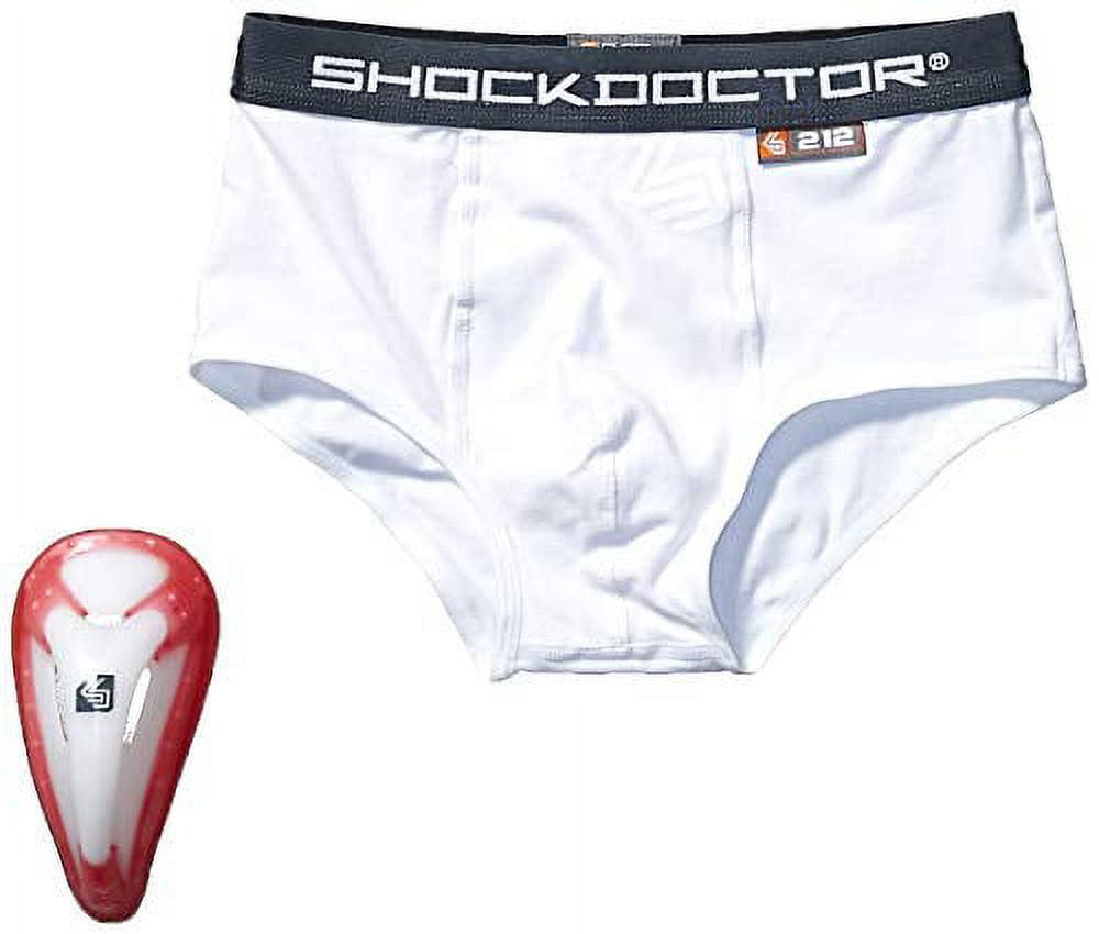 Shock Doctor Boys Brief (White) with BioFlex cup (Red & White