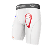 Shock Doctor Sport | Compression Athletic Shorts with Protective Cup | Youth Boys | White