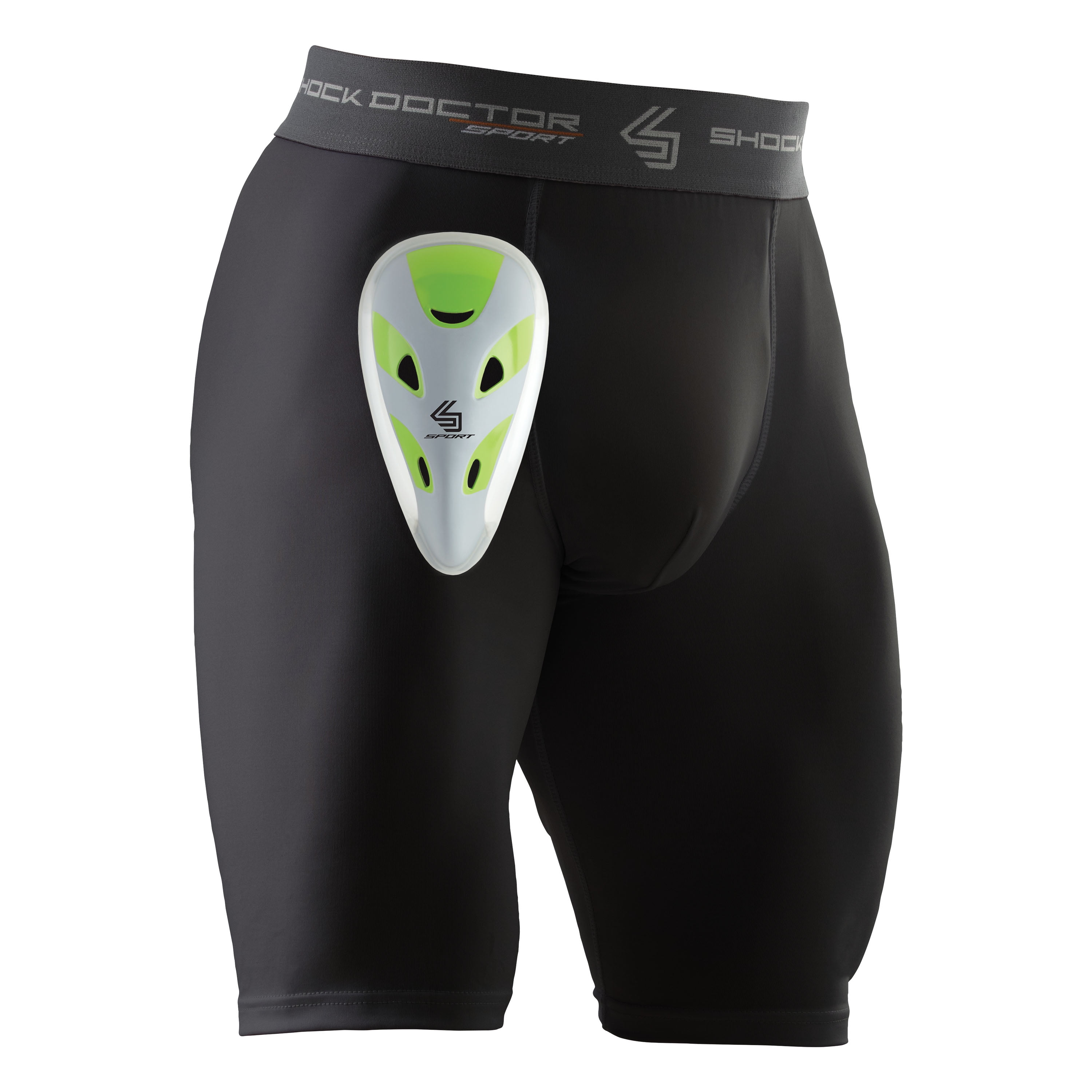 Shock Doctor Compression Short with Cup, Black, Youth