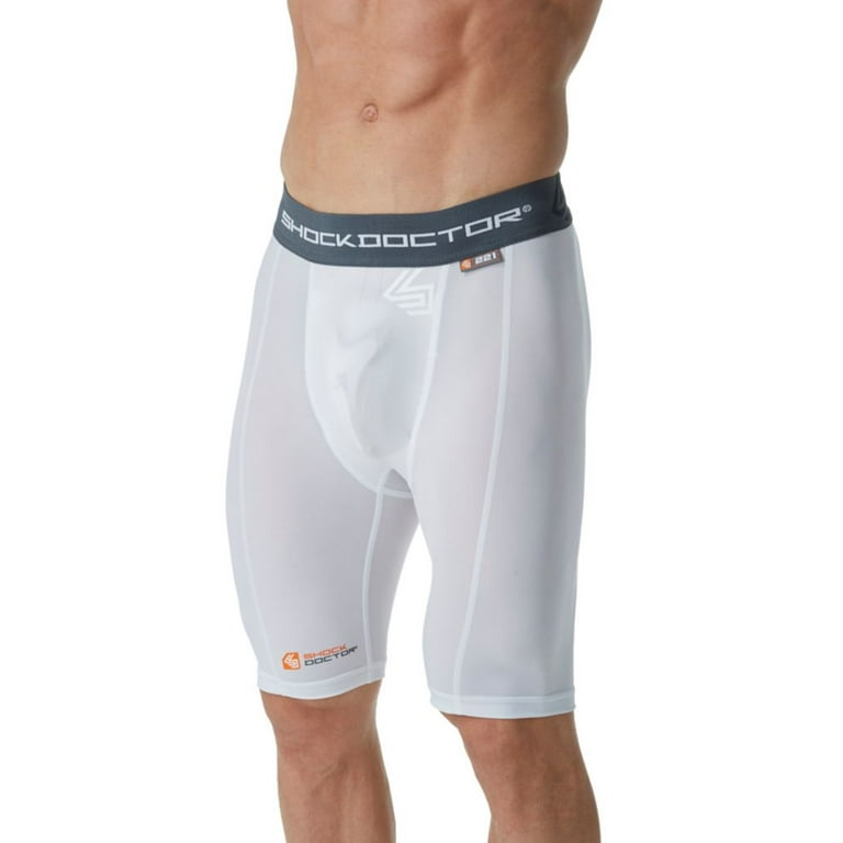 Shock Doctor Core Compression Shorts with Bio-Flex Cup - Men's Large - White