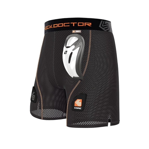 Shock Doctor Core Hockey Mesh Shorts, BioFlex Cup with Tabs for Socks, Black - Adult Men's (XX-Large)
