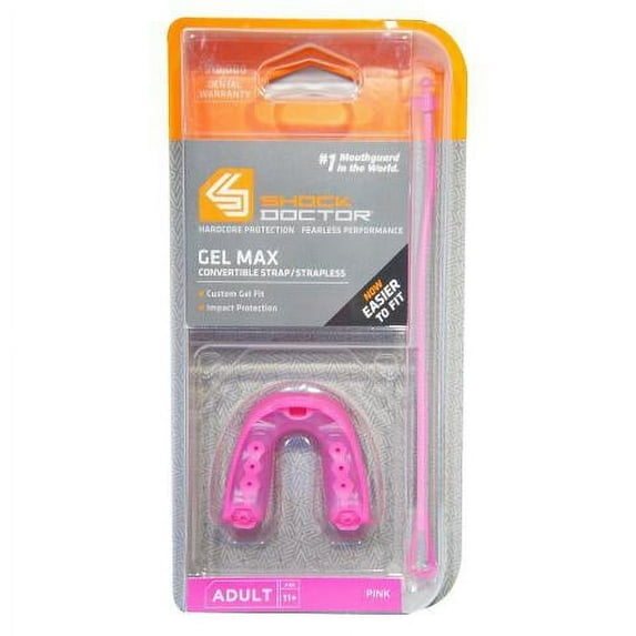 Shock Doctor Gel Max Convertible Mouthguard, Adult, PINK
