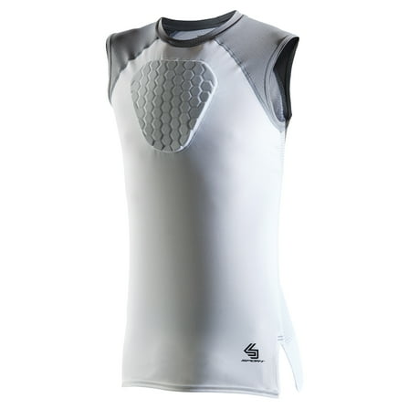 Shock Doctor Hex Sleeveless Padded Sternum Shirt, White , Adult Small, 1 Pack