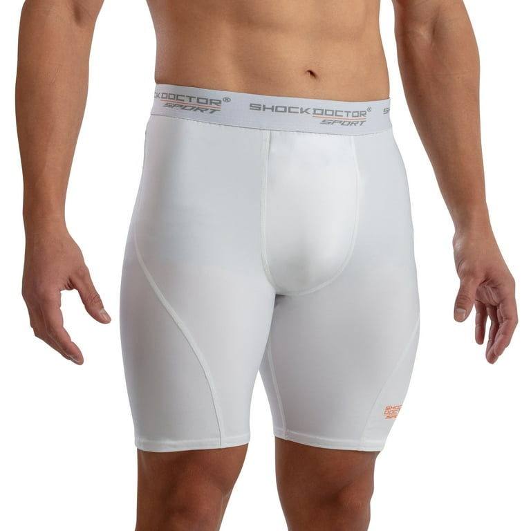 Shock Doctor Compression Short with Pocket, White, Adult XL