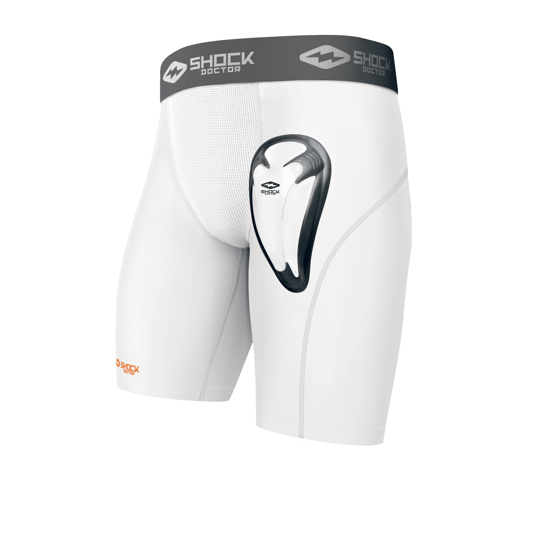 Shock Doctor Compression Shorts with Cup Pocket - Athletic Supporter -  Underwear with Pocket (Cup NOT Included) - White, Boys - Small 