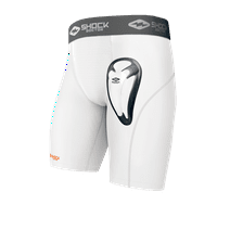 Shock Doctor Sport Compression Short with Protective Flex Cup - White - Adult Large