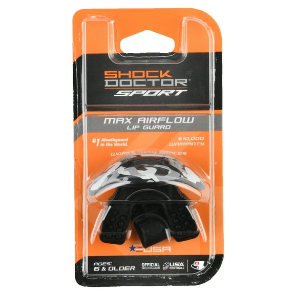 Shock Doctor Sport Max AirFlow Lip Guard B/W Camo, One Size Fits All
