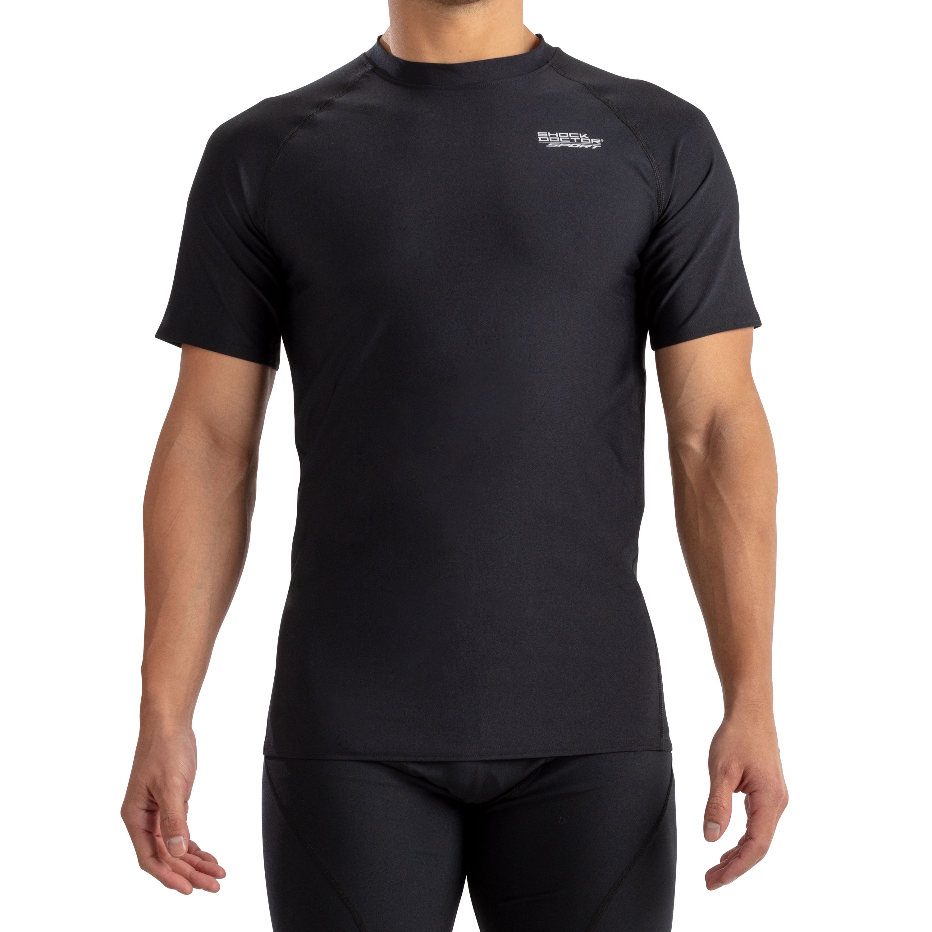Shock Doctor Sport Short Sleeve Compression Top, Black, Adult Small, Unisex