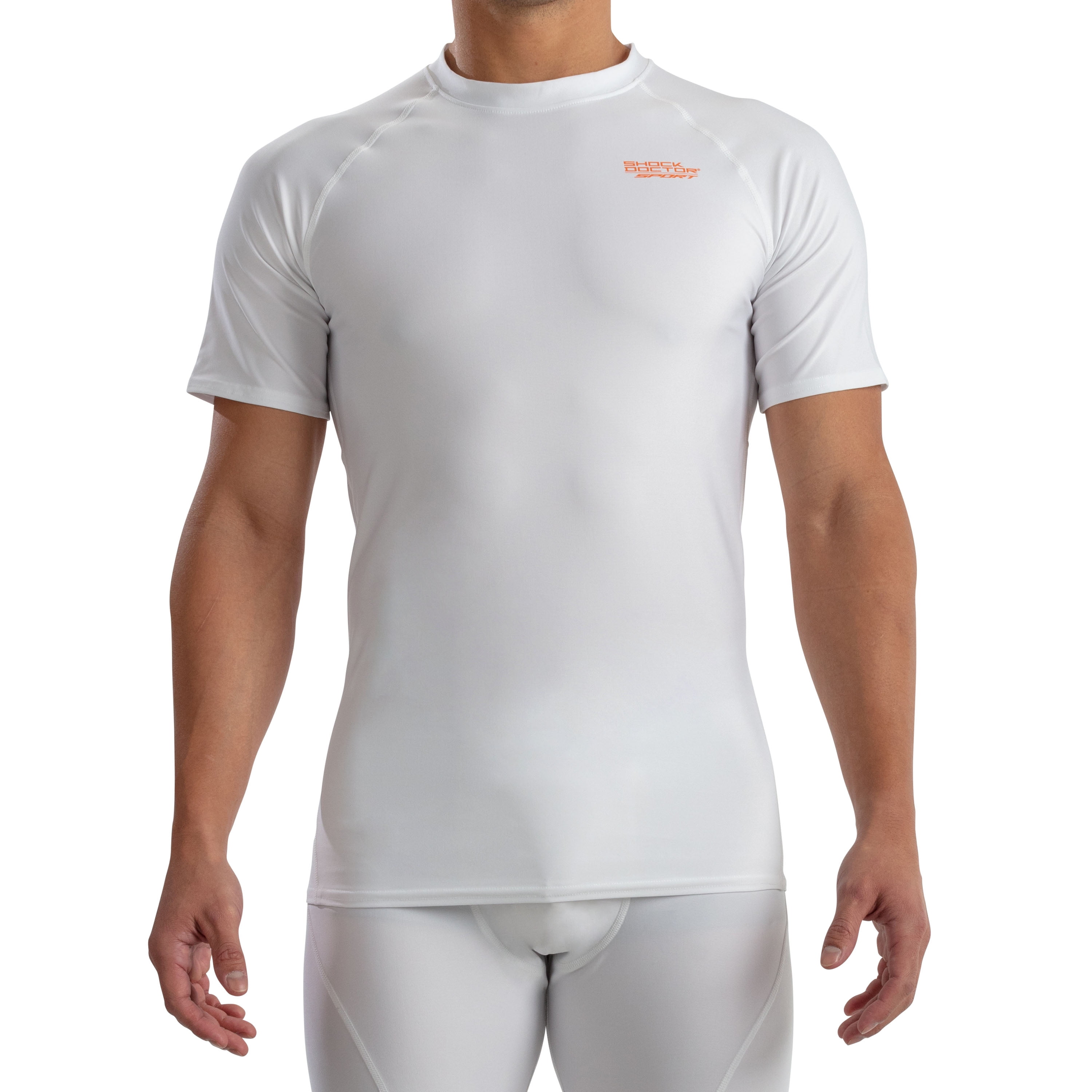 Shock Doctor Sport Short Sleeve Compression Top, White, Adult Medium
