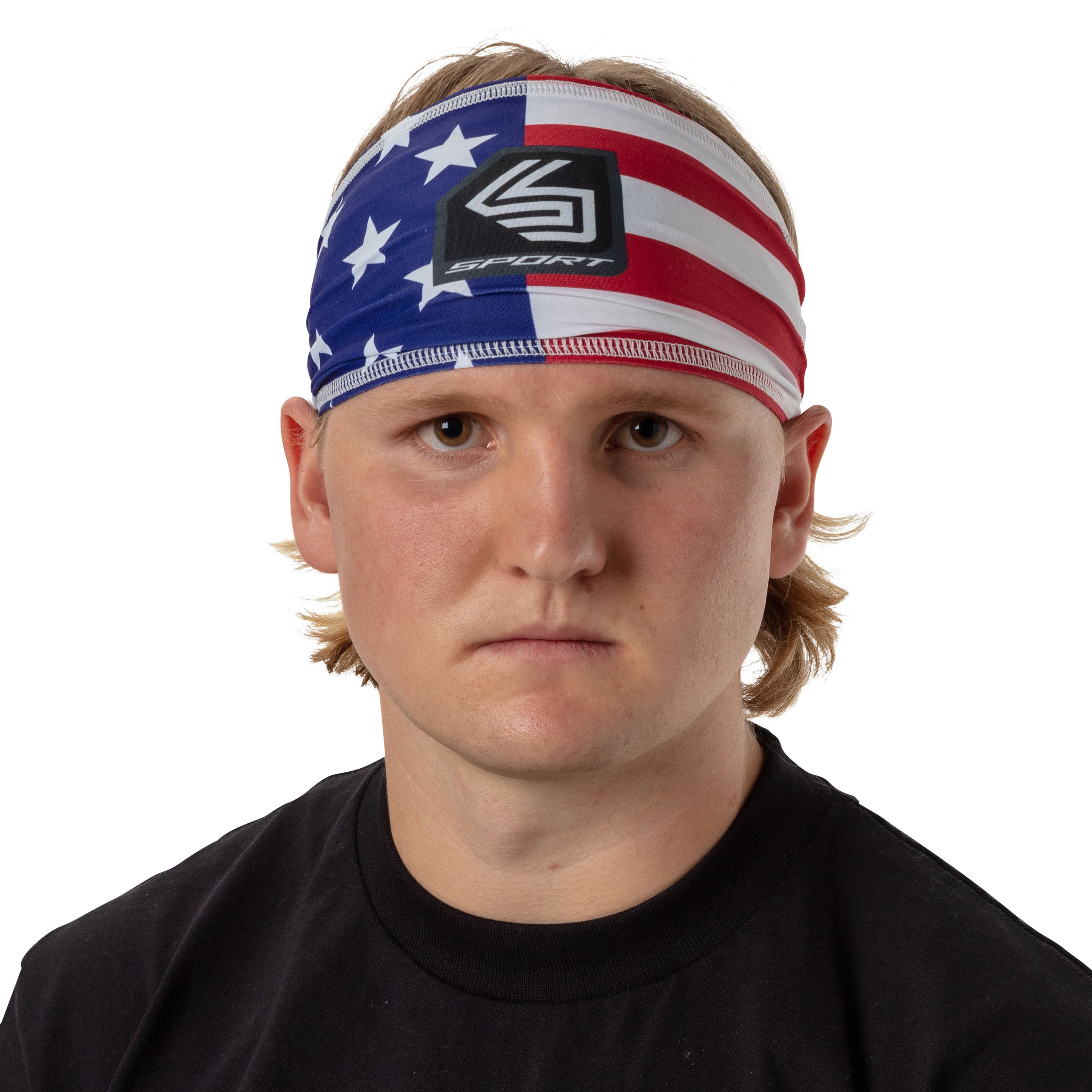 Shock Doctor Sport Wide Performance Headband One Size Fits Most, Multi-Color, Flag, Polyester Spandex Blend