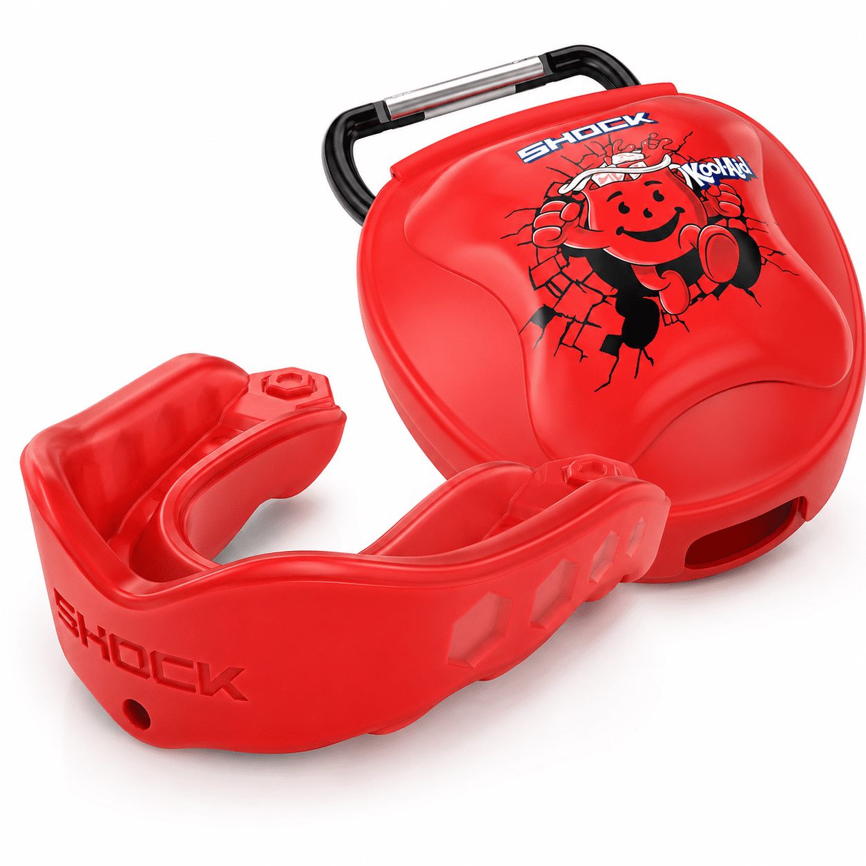 Shock Doctor Youth Gel Max Flavor Mouthguard with Ventilated Mouthguard Case Bundle, Kool-Aid Cherry