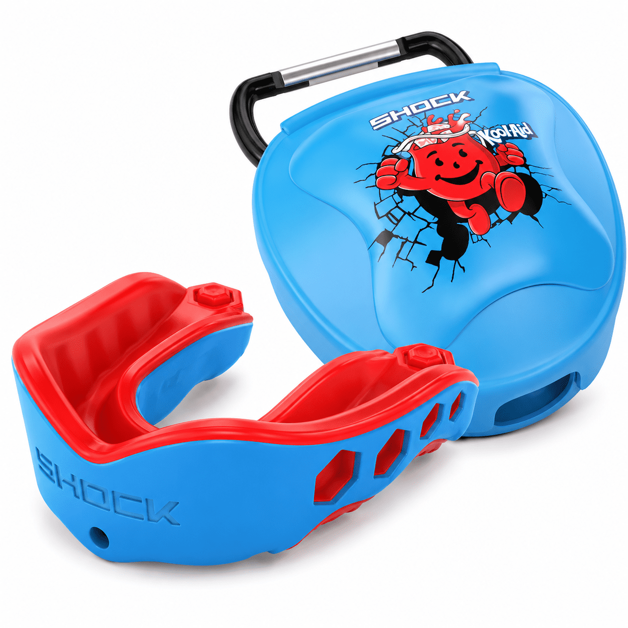 Shock Doctor Youth Gel Max Flavor Mouthguard with Ventilated Mouthguard Case Bundle, Kool-Aid Tropical Punch