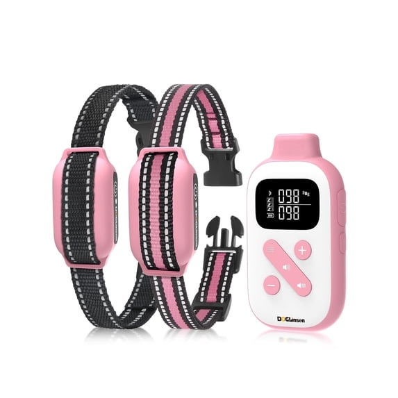 No Shock Dog Training Collar with Remote 2 Dogs,3300f Vibrating Dog Collar with Beep and Vibration,IPX7 Waterproof Dog Bark Collar No Shock for Small Medium Large Dogs - No Prongs
