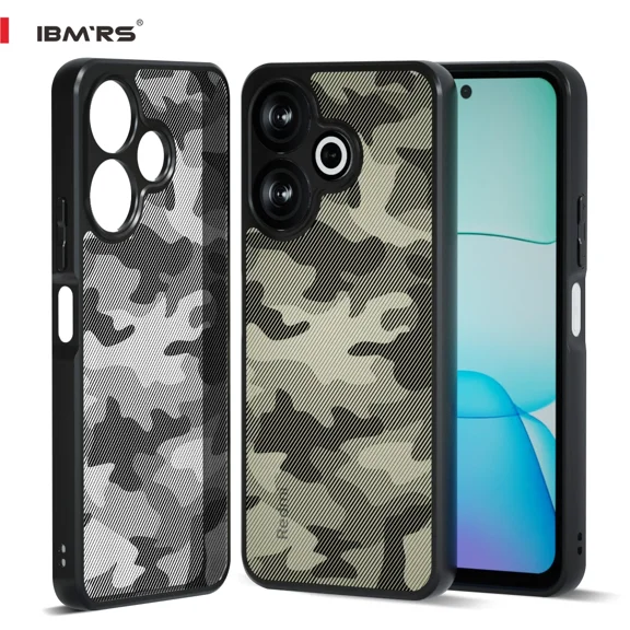 Shock Proof Back Case Mobile Cover for Xiaomi Redmi Note 13R | Back Cover Case (Tough Armor | Hybrid PC + TPU |  Black Camo)
