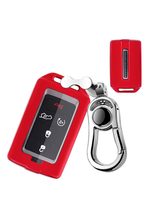 Shock Resistant TPU Key Fob Protector with Keychain for 2021 2022 Jeep Grand Cherokee L Grand Wagoneer Models Custom Fit Smart Remote Control Cover Case
