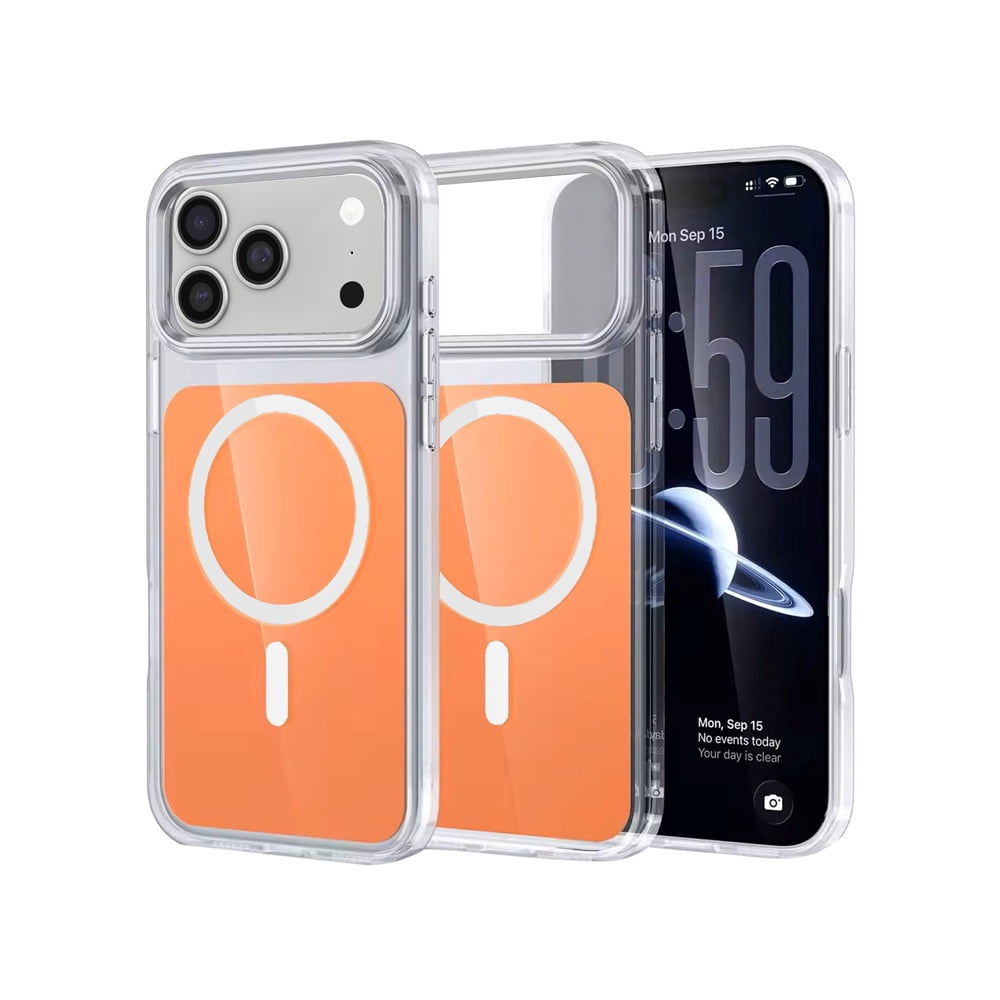 Shock Resistant Transparent MagSafe Case for iPhone 17 Pro Max - Orange