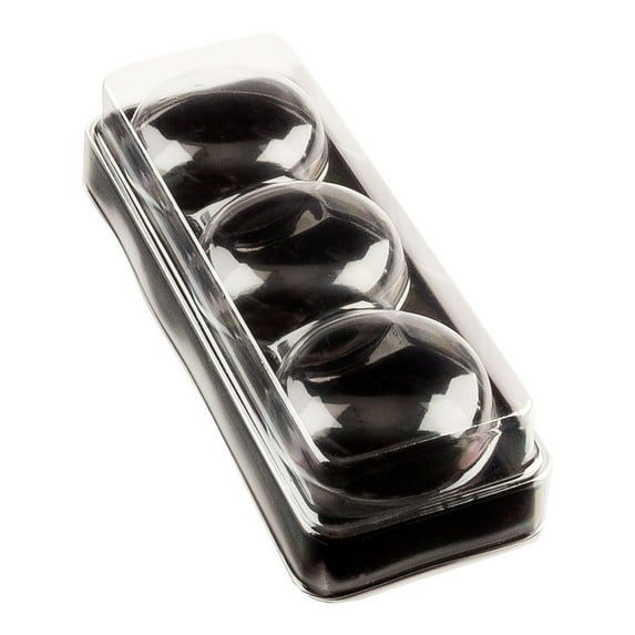 Shock Safe Rectangle Black Plastic Macaron Take Out Box - Fits 3 Macarons - 5 3/4" x 2 1/4" x 1 1/2" - 100 count box