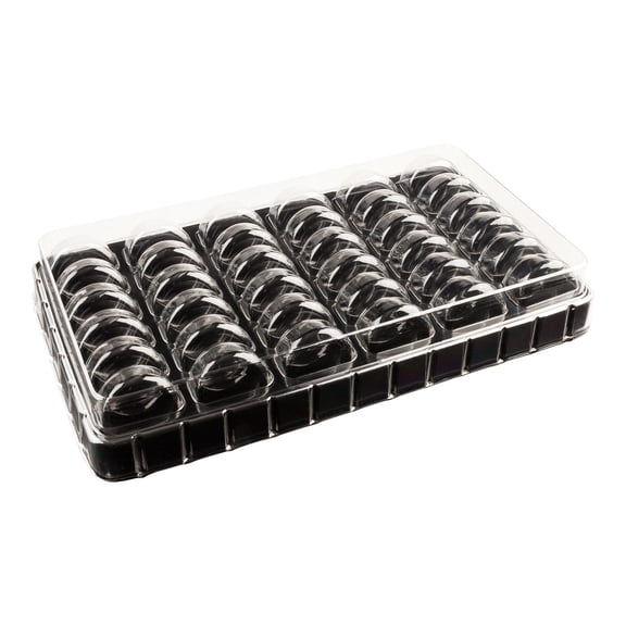 Shock Safe Rectangle Black Plastic Macaron Take Out Box - Fits 36 Macarons - 13 1/4" x 11" x 2" - 100 count box
