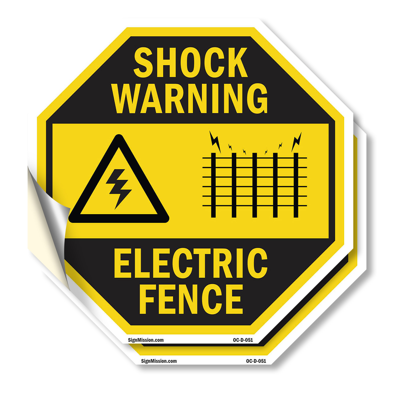 Shock Warning Electric Fence (2 Pack) 4 inch X 4 inch Octagon Vinyl ...