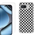 thumbnail image 1 of ShockProof Phone Case for Google Pixel 10a, with Screen Protector, by OneToughShield - Checker B/W, 1 of 5
