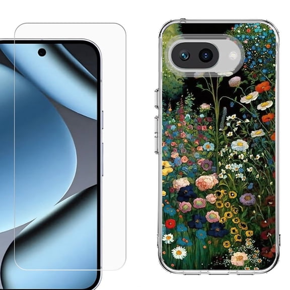 ShockProof Phone Case for Google Pixel 10a, with Screen Protector, by OneToughShield - Flowery Garden